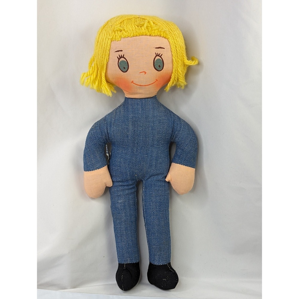 Cloth‎ Rag Doll Blond Hair 14 Inch Hong Kong Stuffed Toy